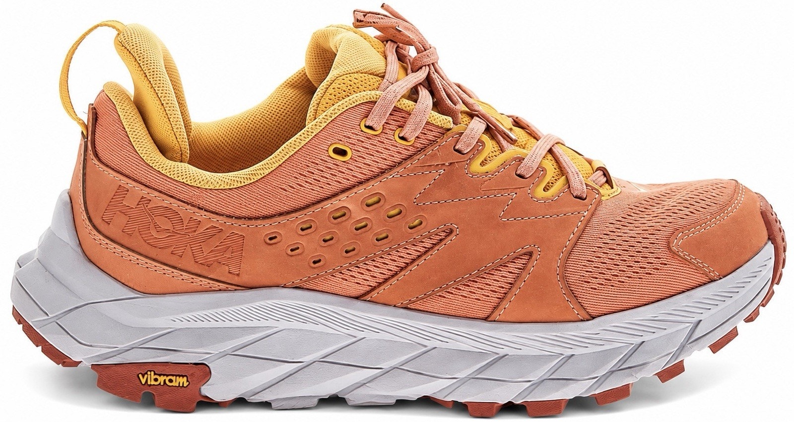 Hoka Anacapa Low Trail Running Hiking Shoes Women 10 Peach Orange Vibram Sneaker